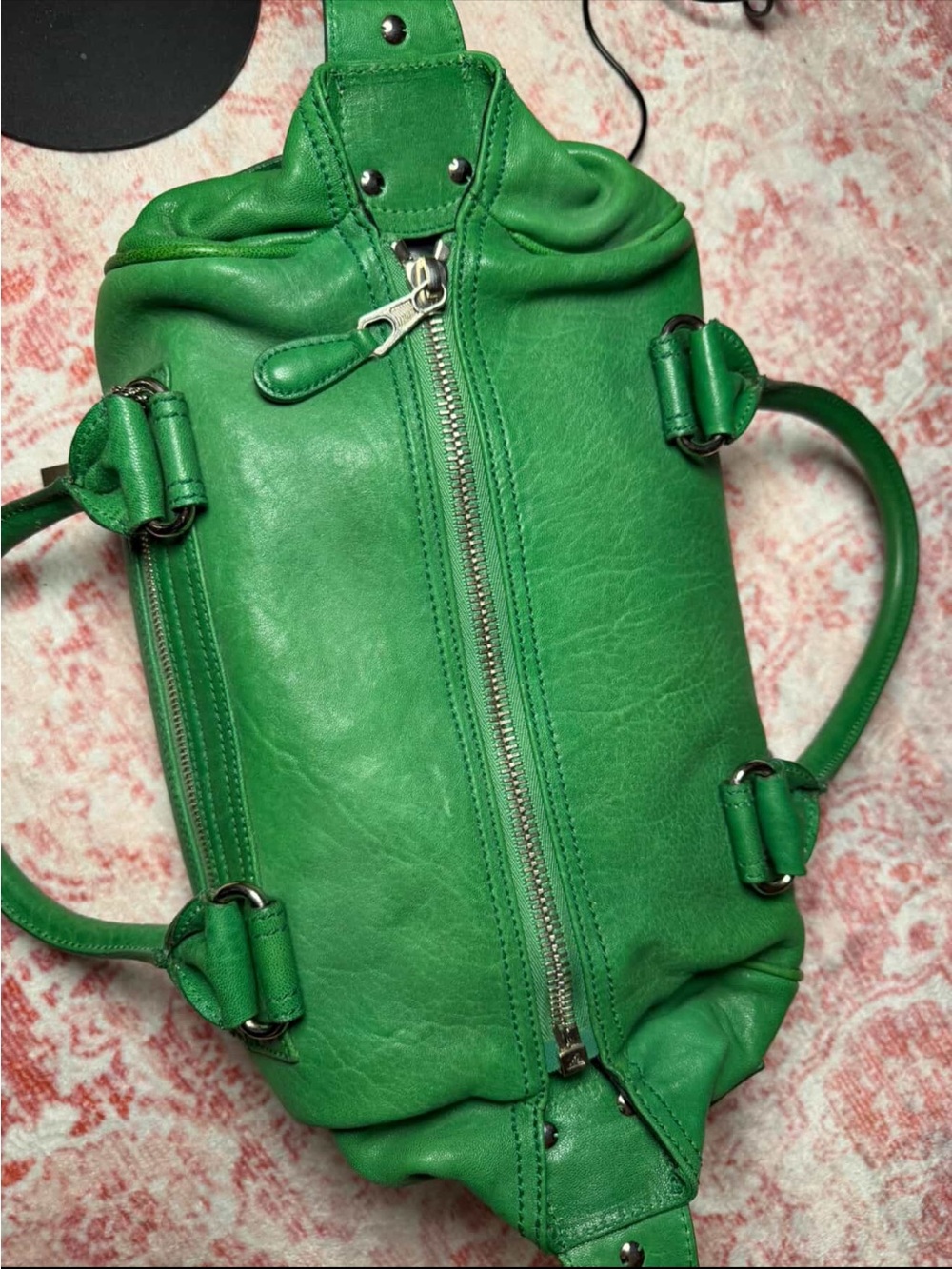 💯Auth! *RARE* VINTAGE! BALENCIAGA CITY WHISTLE BAG Green Leather Silver Hardware - Picture 11 of 16